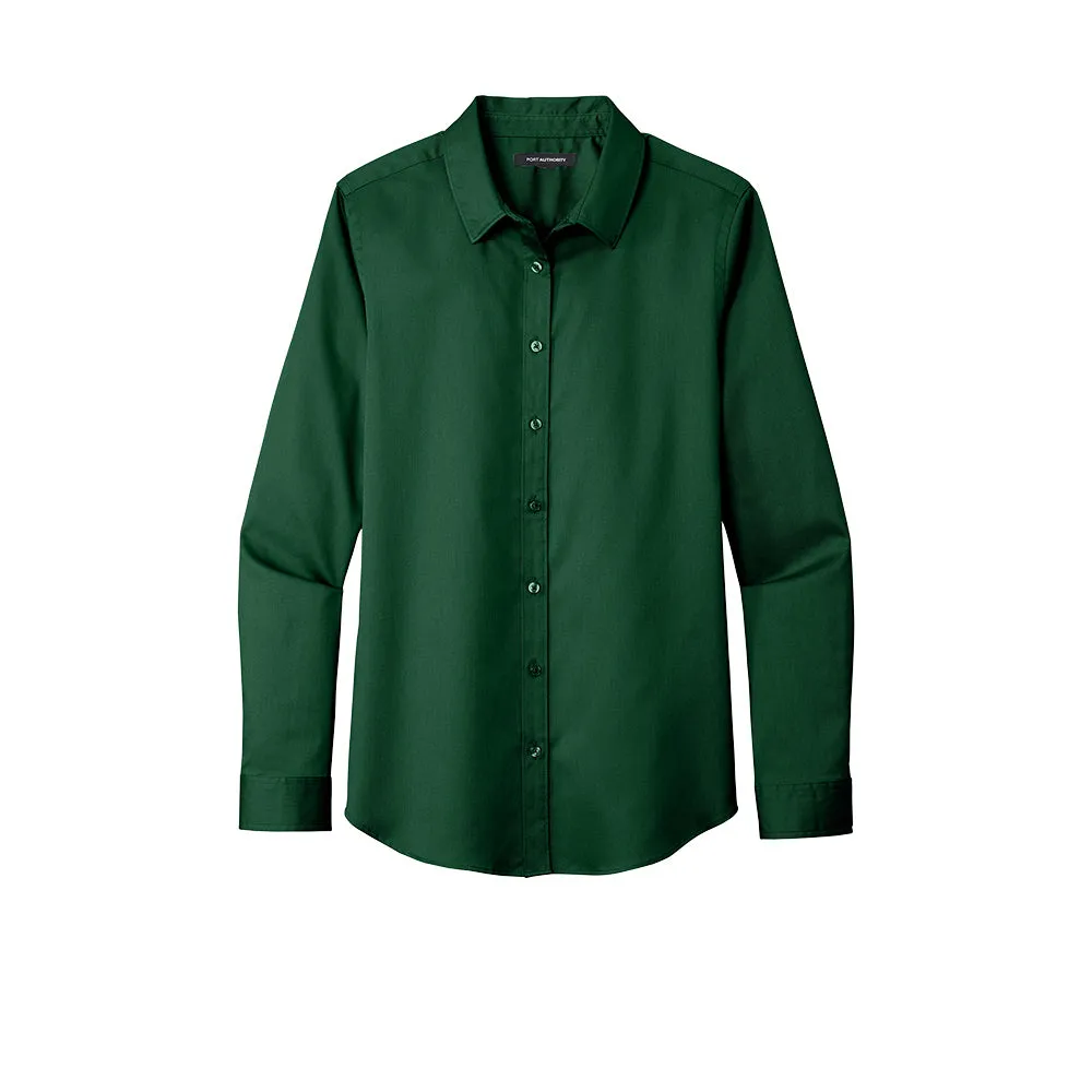 Port Authority® Women's Long Sleeve SuperPro React ™ Twill Shirt - Dark Green