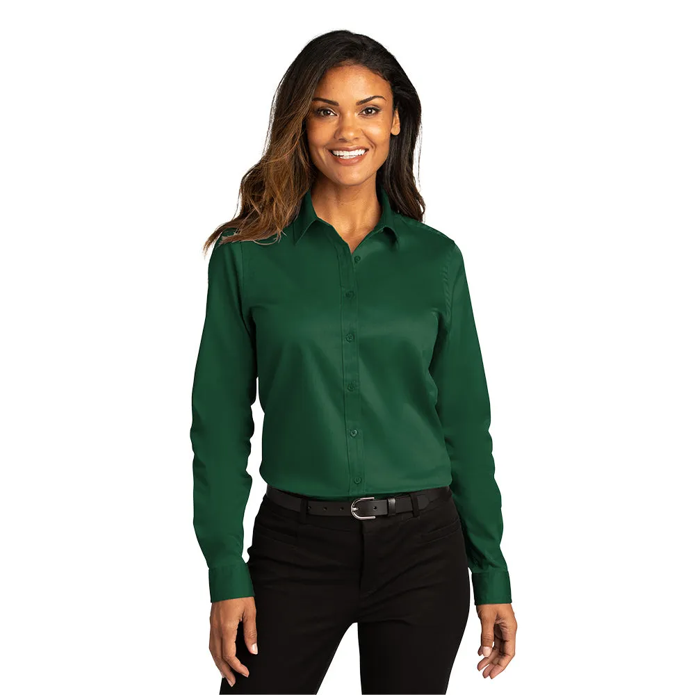 Port Authority® Women's Long Sleeve SuperPro React ™ Twill Shirt - Dark Green