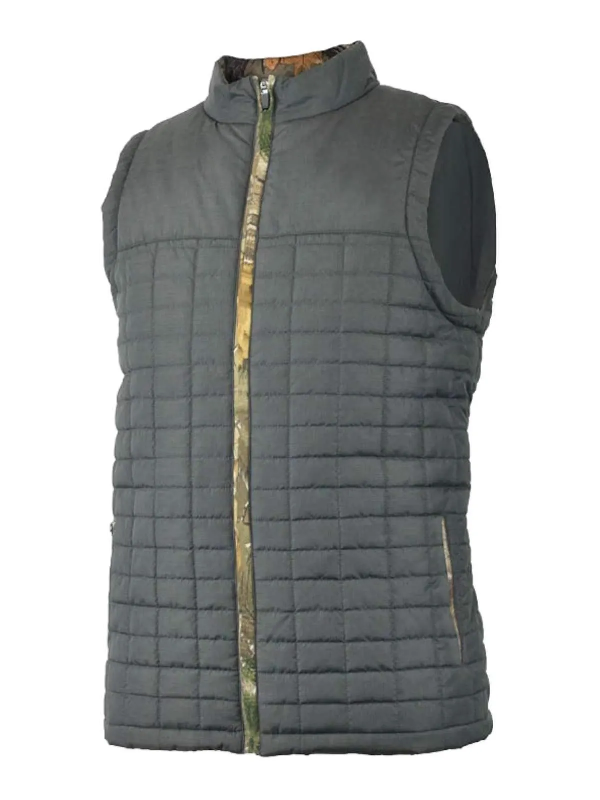 Realtree Active Camouflage Charcoal Gray "Polar" Quilted Full Zip Vest