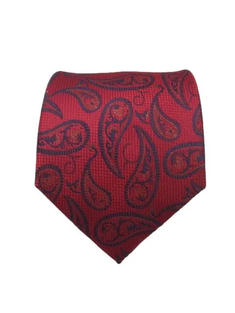 Red and Blue Extra Long Men's Paisley Tie