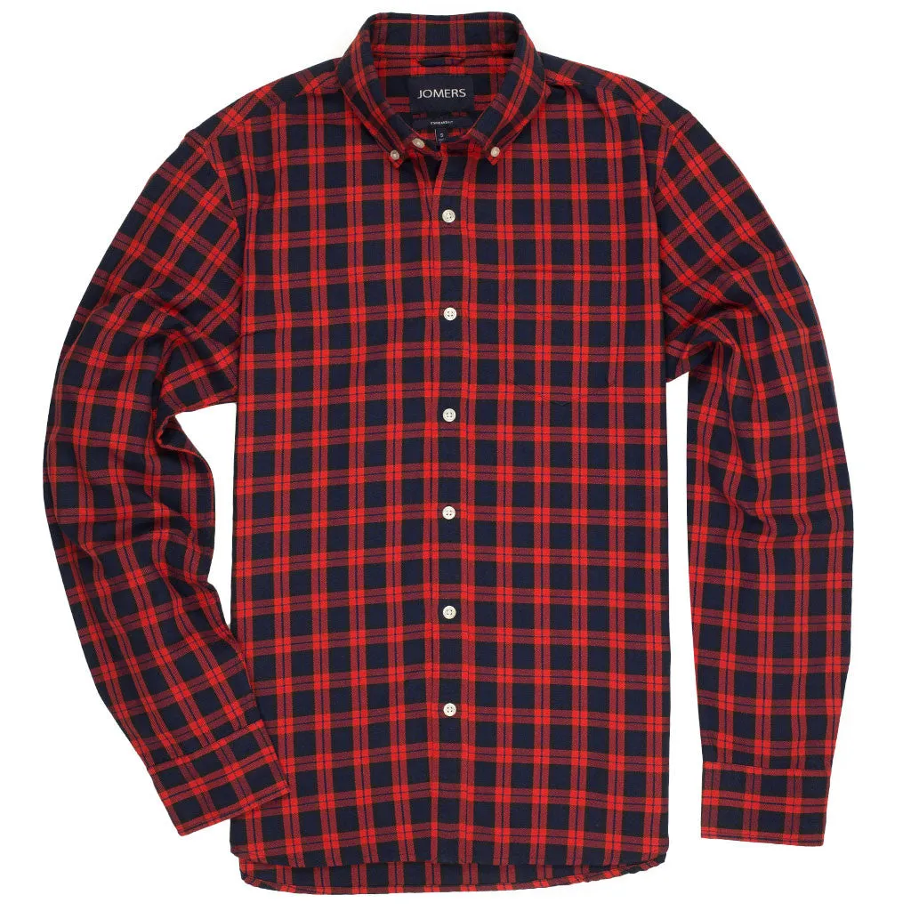 Rochester (Slim) - Red Tartan Oxford Button Down