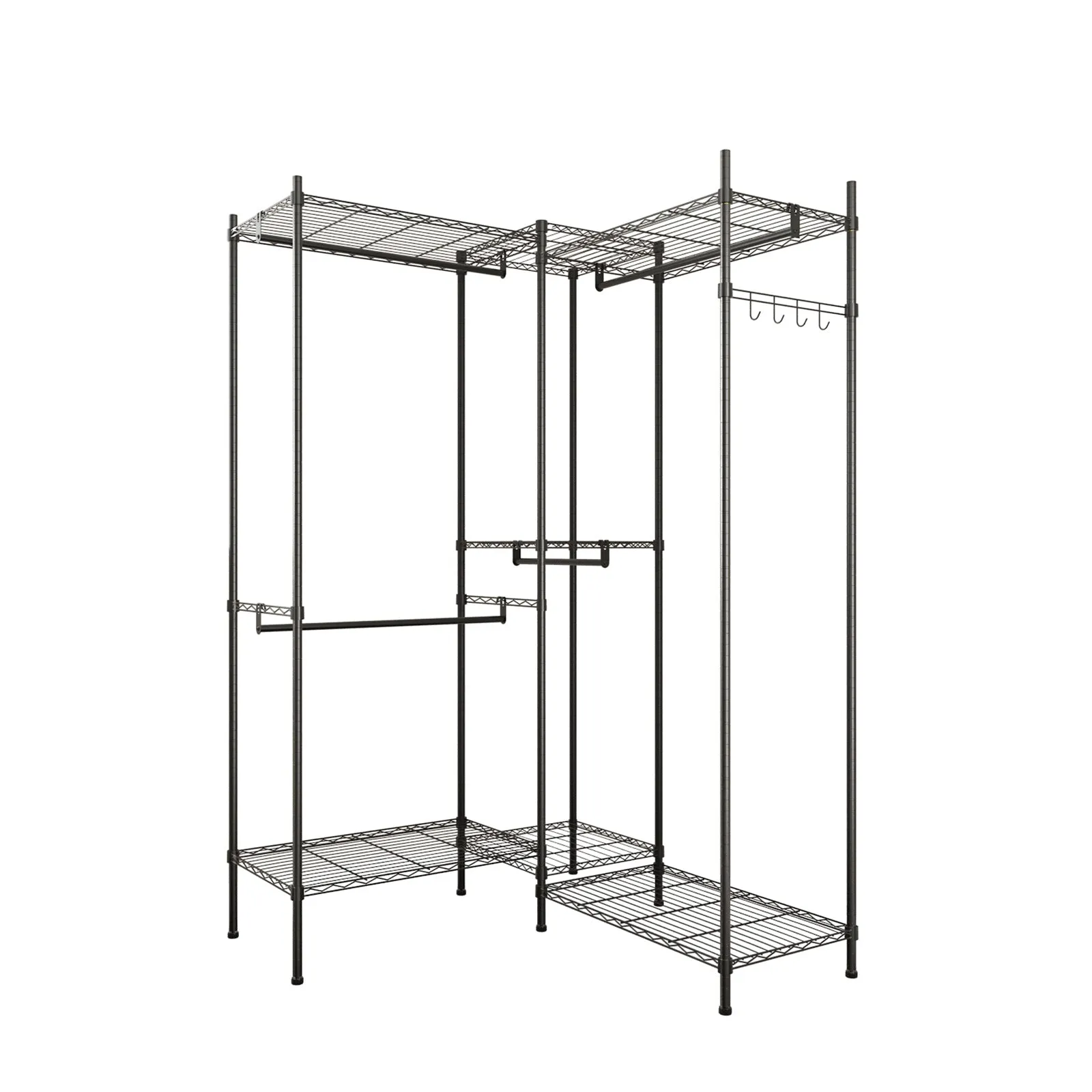 RONSHIN Portable 4 Rows Clothes Rack with 7 Layers Shelves Garment Rack