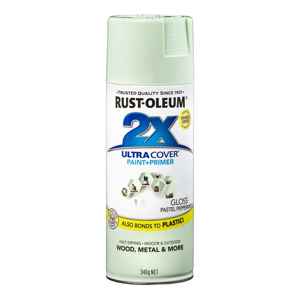 RUST-OLEUM 2X Gloss Paint & Primer Spray Paint 340g Pastel Peppermint x 3 Pack