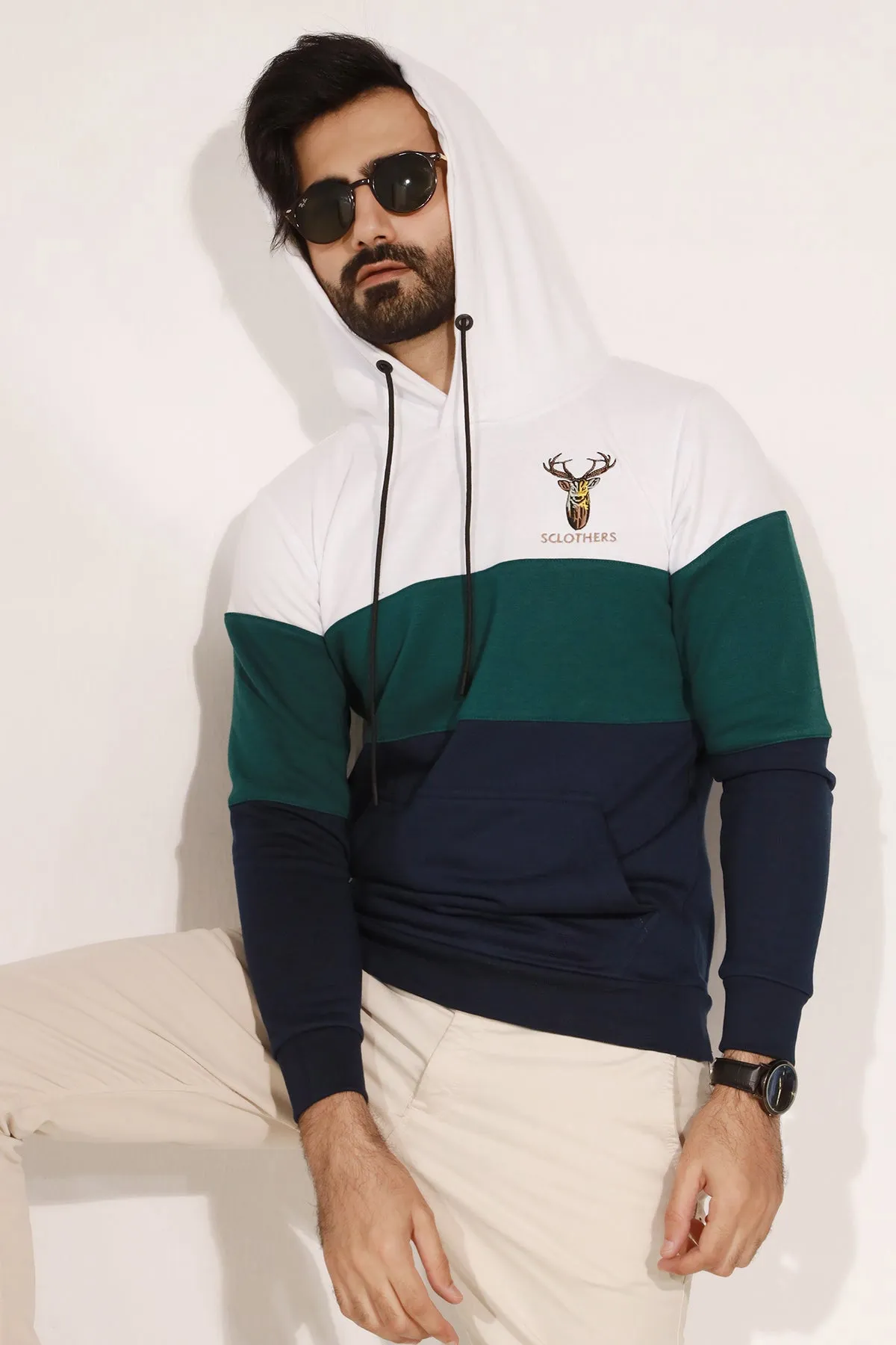 Sclothers Embroidered Tri Color Hoodie - W22 - UH0014R