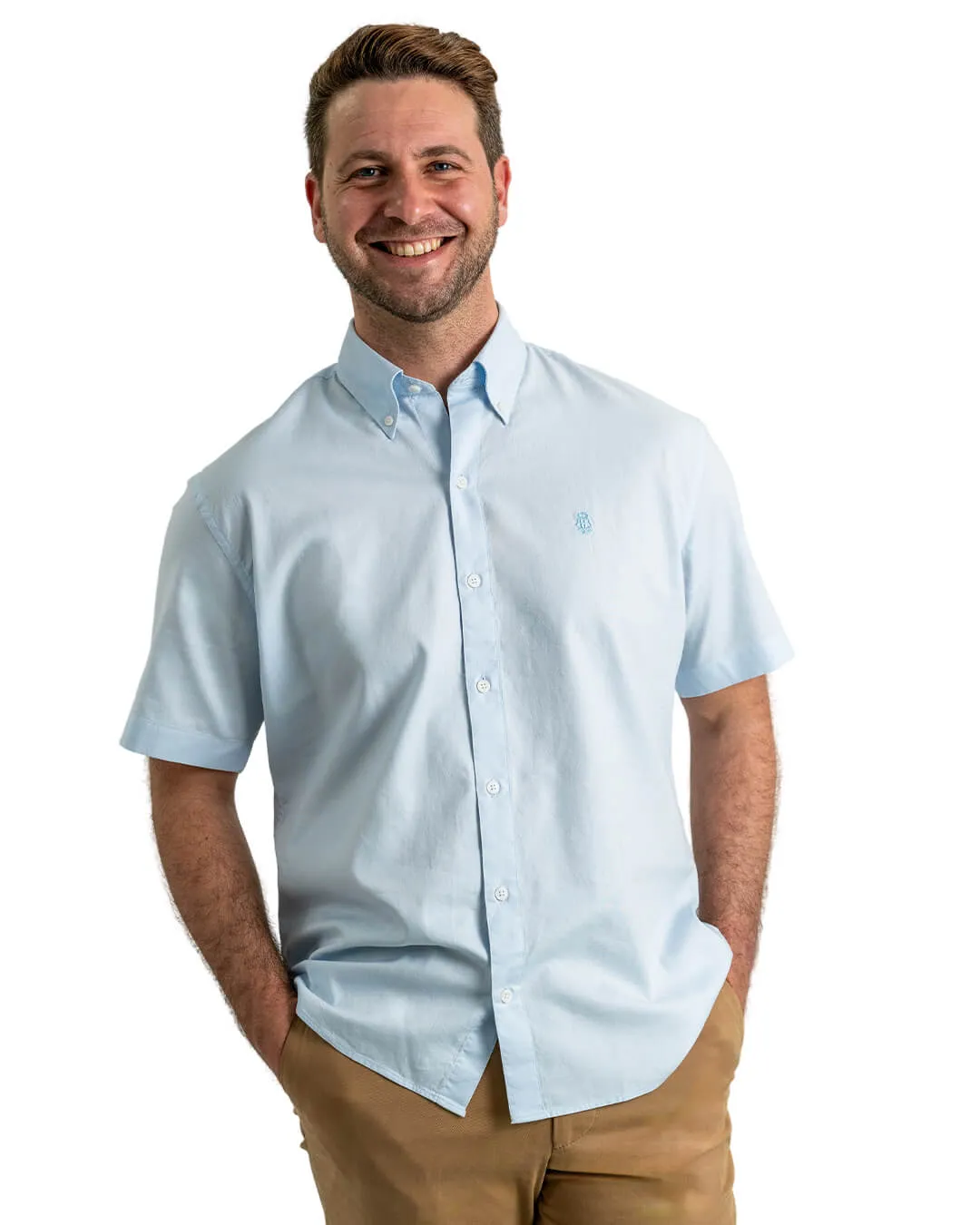 Sky Cotton Oxford Short Sleeve Shirt