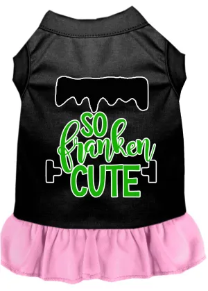 So Franken Cute Screen Print Dog Dress Black With Light Pink Xs