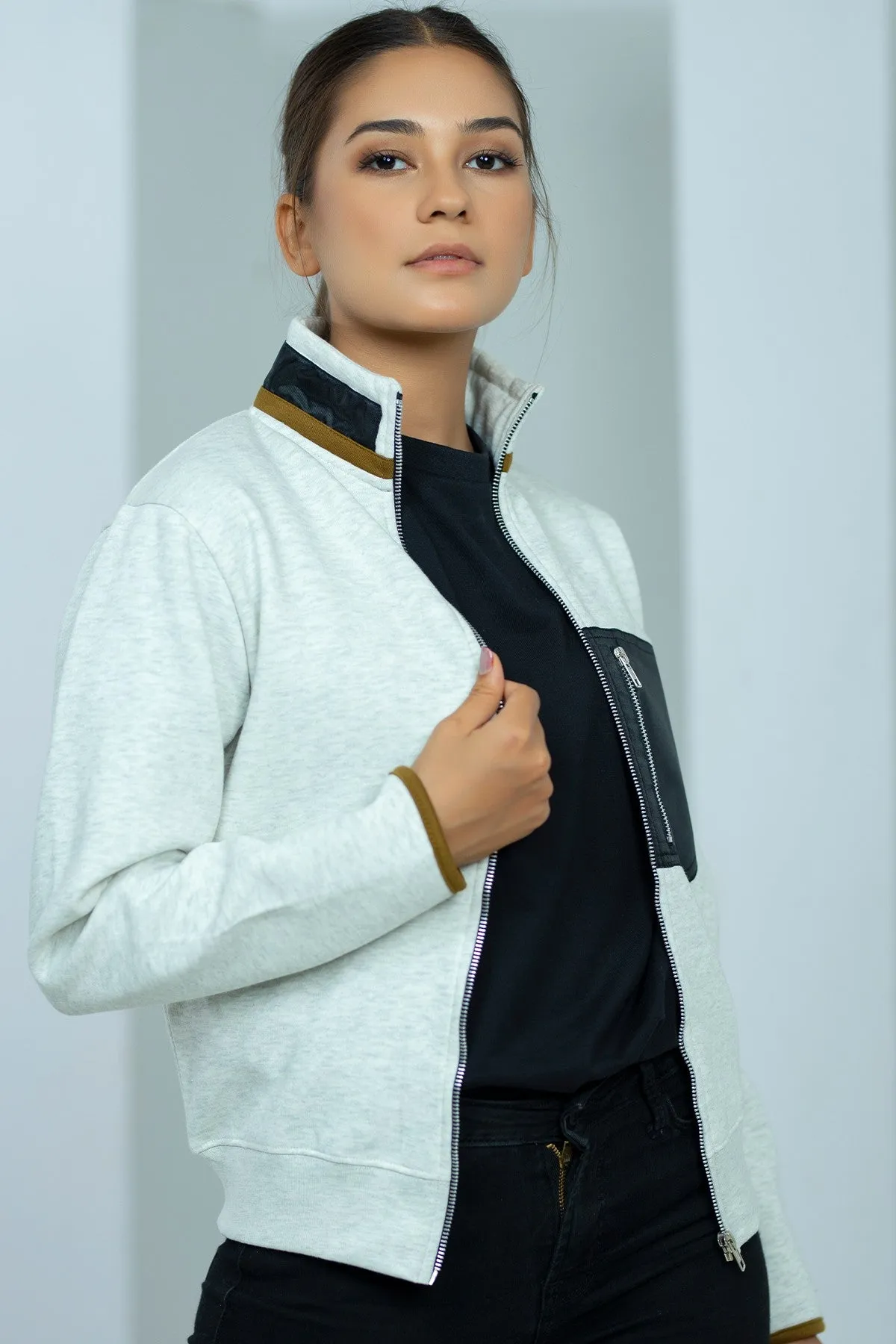 Tan Grey Zipper Jacket - W21 - WJ00001