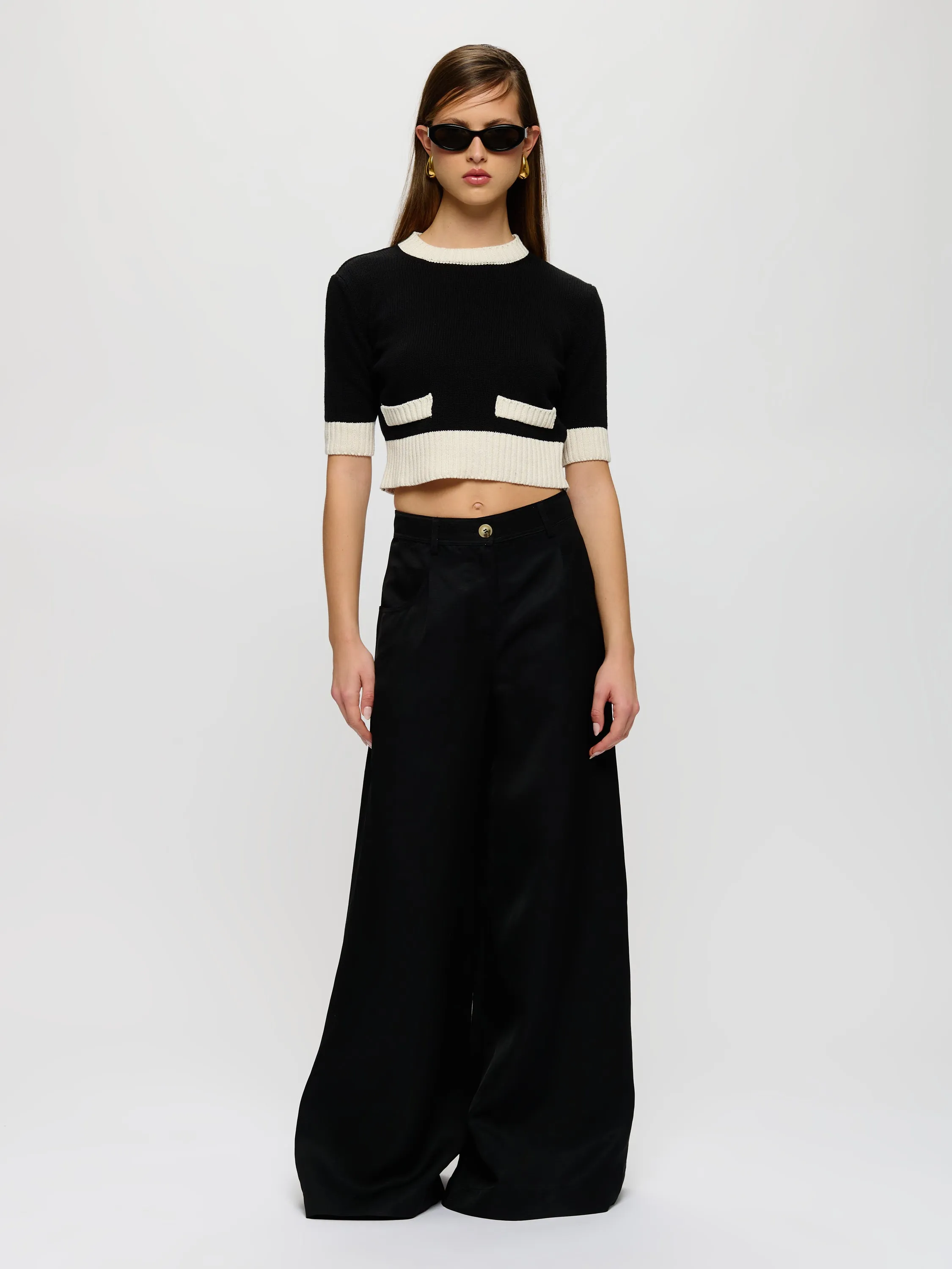 Textured Satin Palazzo Pants