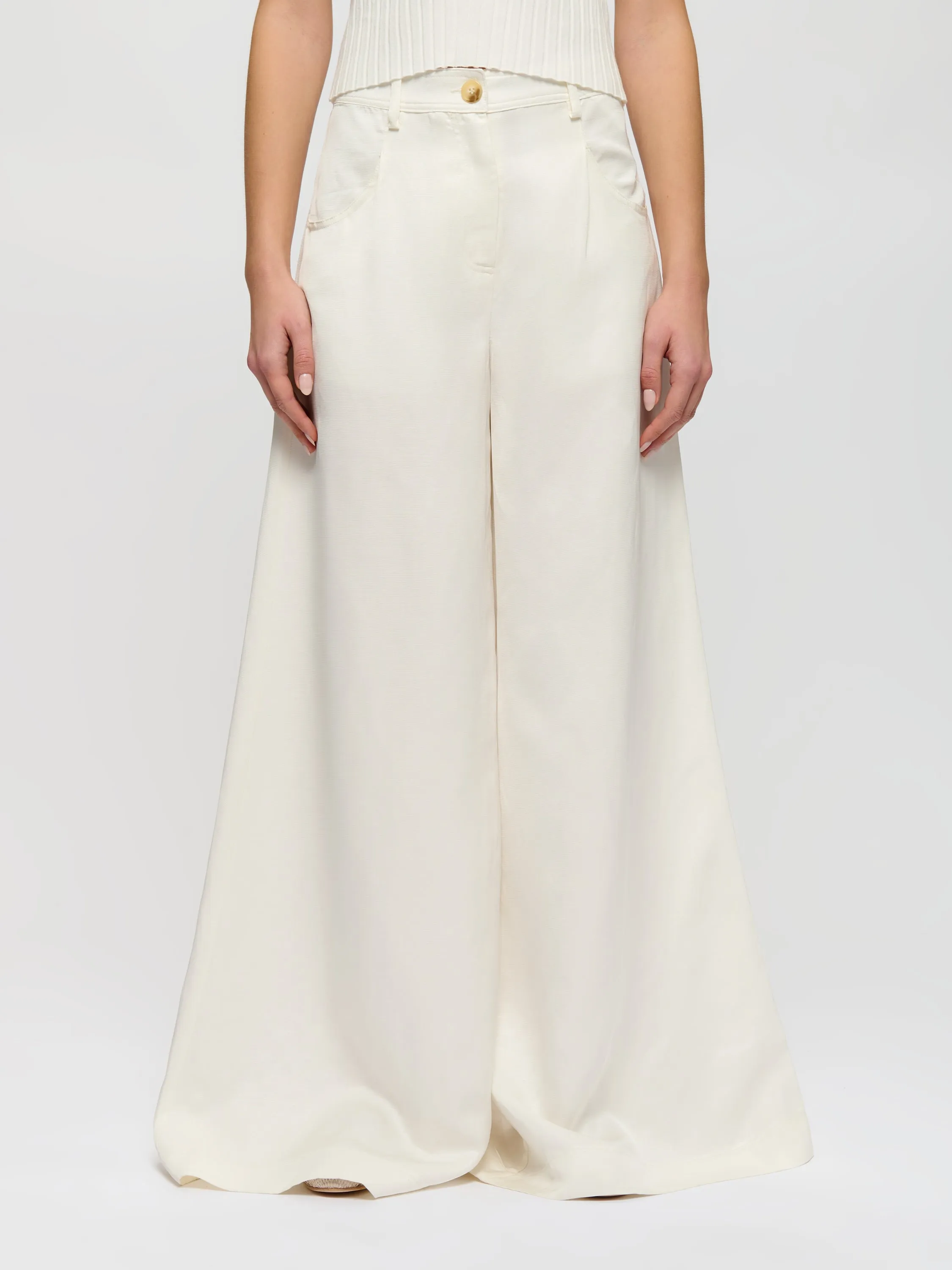 Textured Satin Palazzo Pants