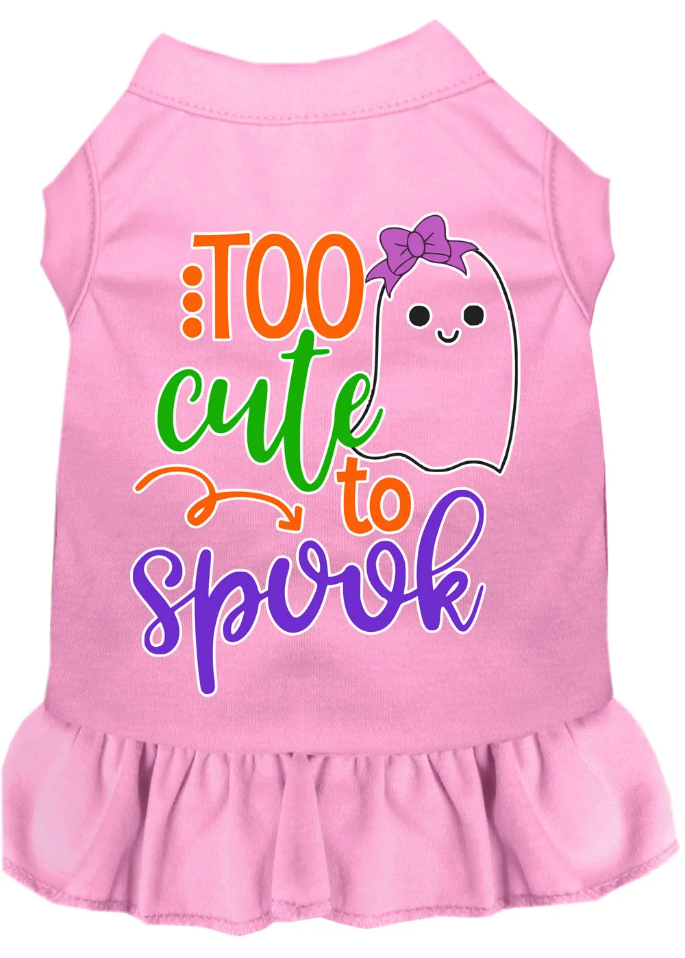 Too Cute To Spook-girly Ghost Screen Print Dog Dress Light Pink Xl