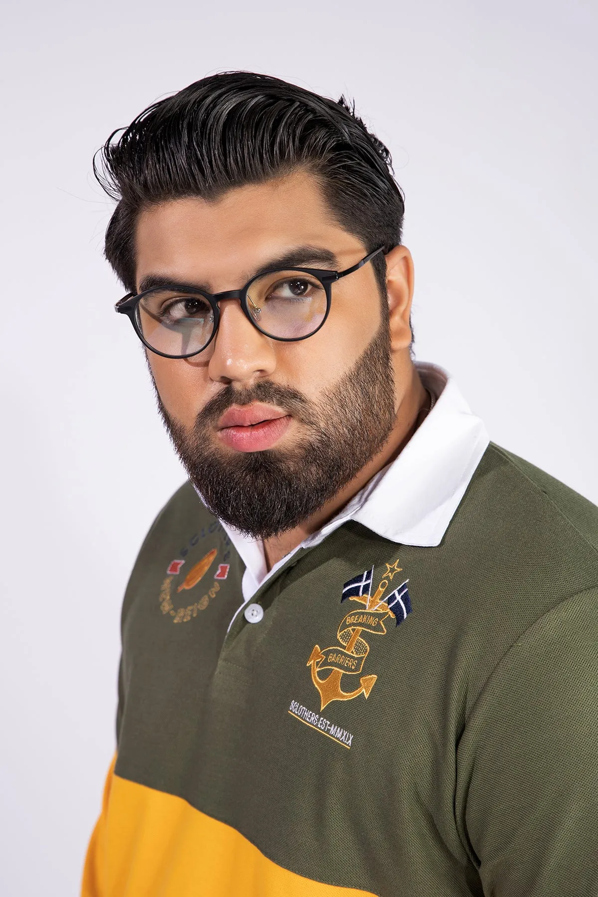 Tri Color Embroidered Rugby Shirt (Plus Size) - W21 - MP0052P