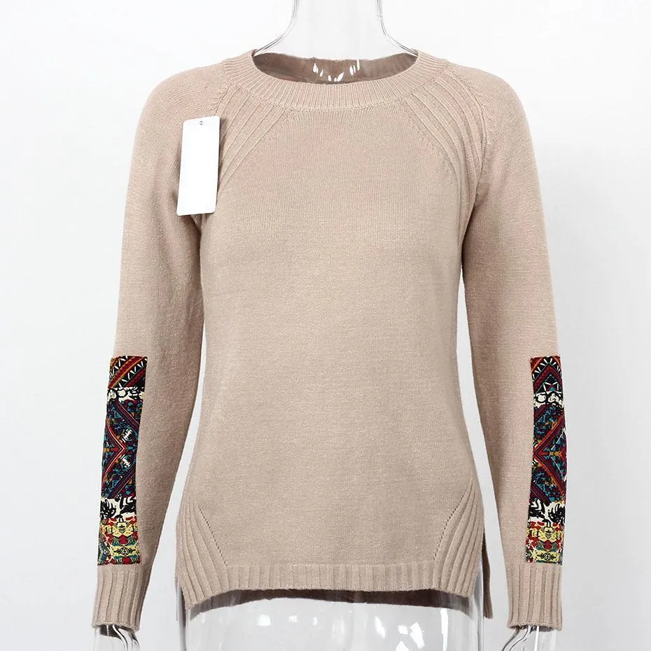 Tribal Mandala Printed Knitted Long Sleeve Sweater