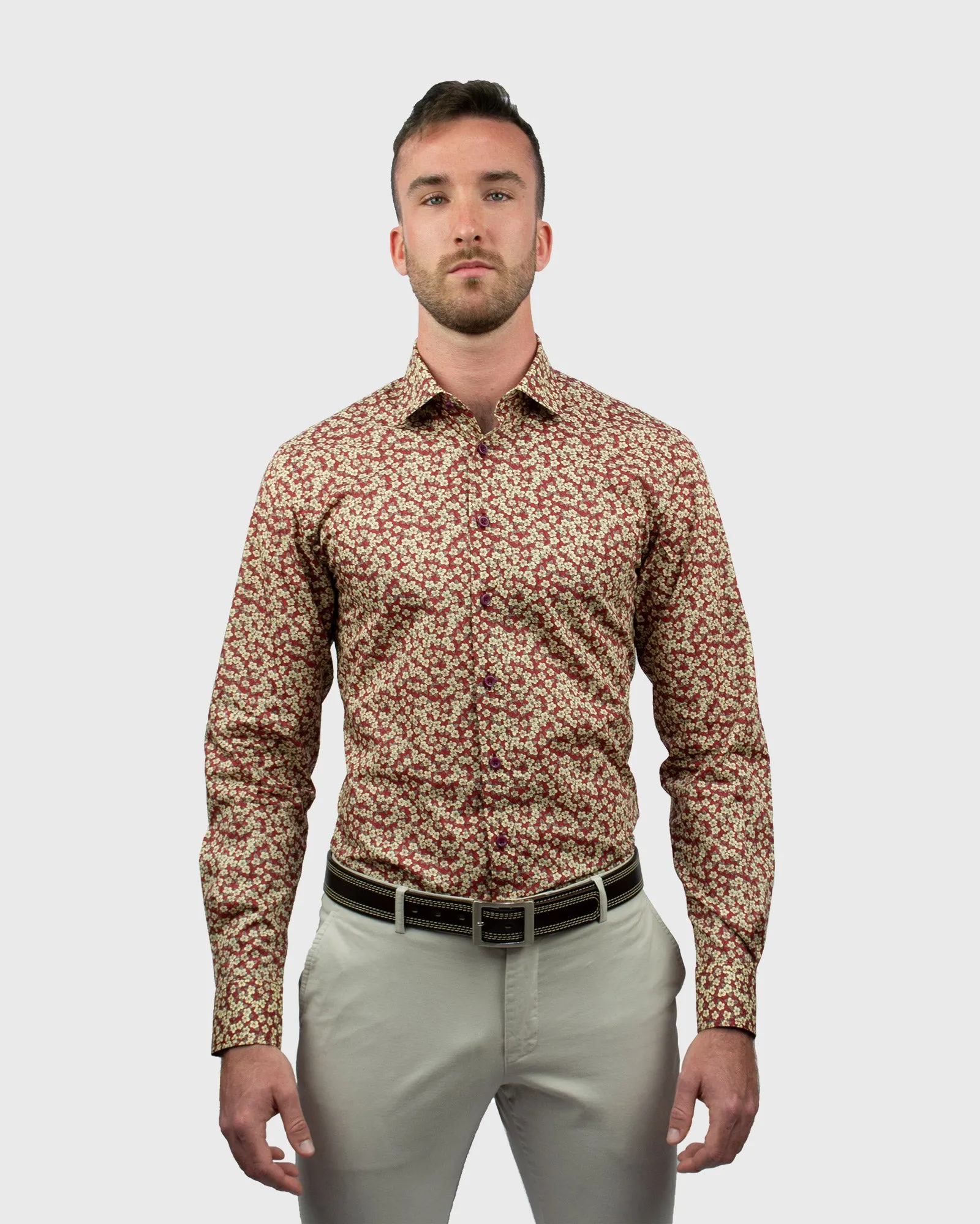 VINCENT & FRANKS S193636016C RED LIBERTY PRINT SLIM SC SHIRT