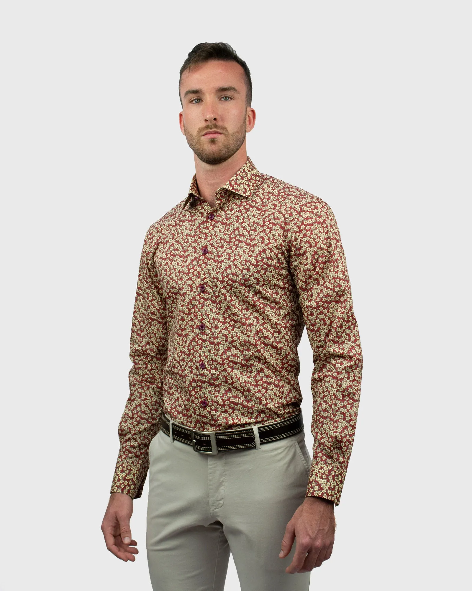 VINCENT & FRANKS S193636016C RED LIBERTY PRINT SLIM SC SHIRT