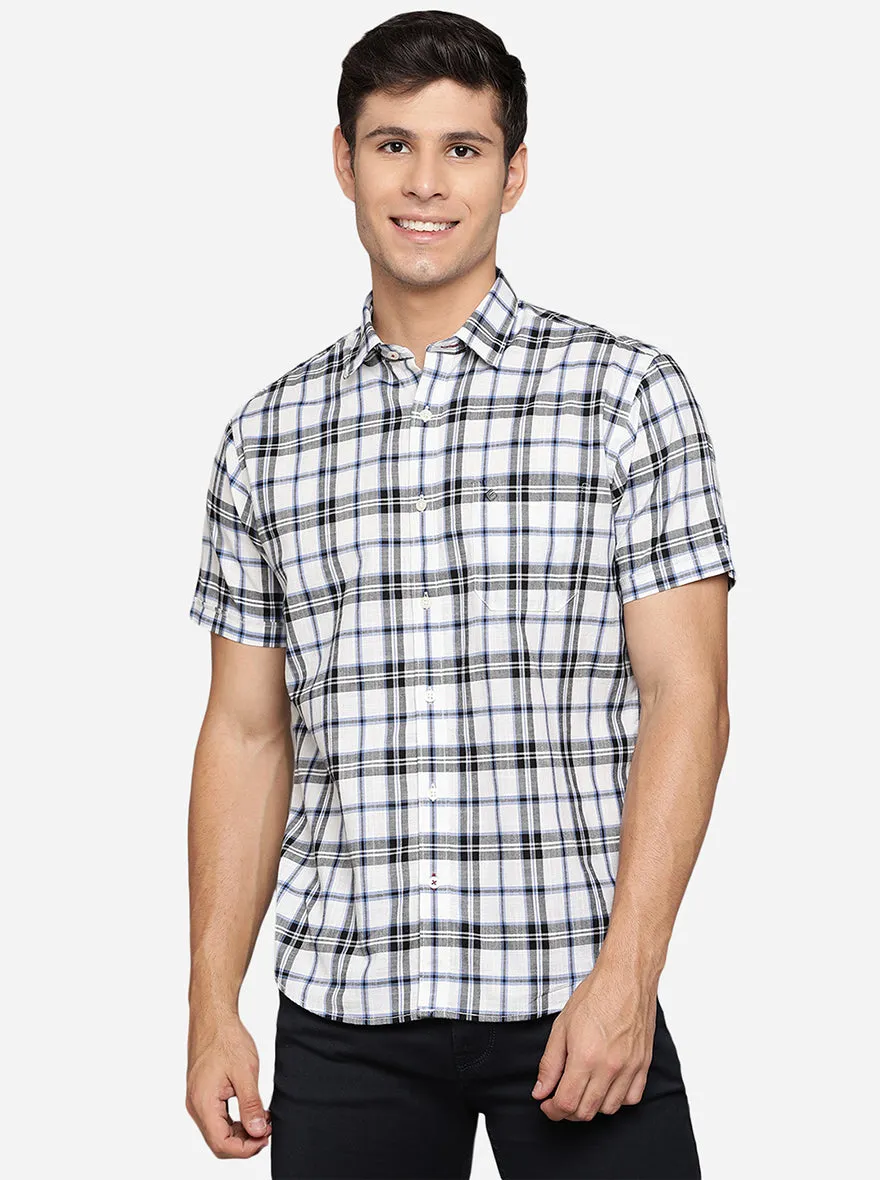 White & Black Checked Slim Fit Casual Shirt | Greenfibre