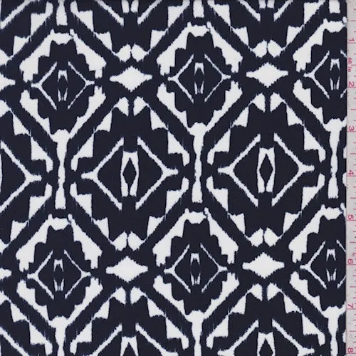 White/Ink Inca Diamond Challis Fabric