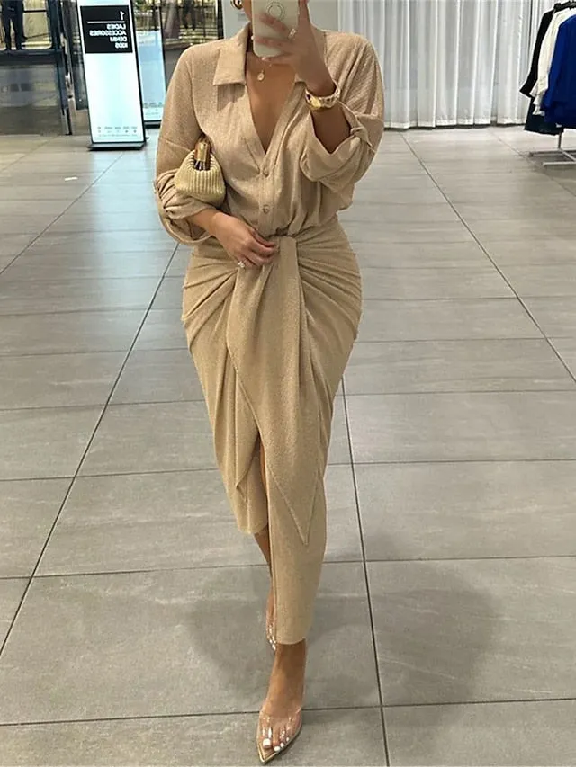 Women's Two Piece Maxi Shirt Dress Set