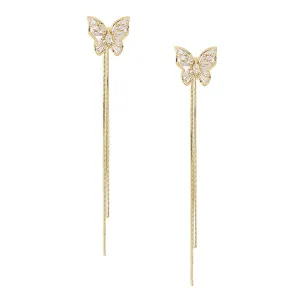 Yellow Chimes Earrings For Women Gold Tone Butterfly Stud Long Tassel Chain Drop Dangle Earrings For Women and Girls