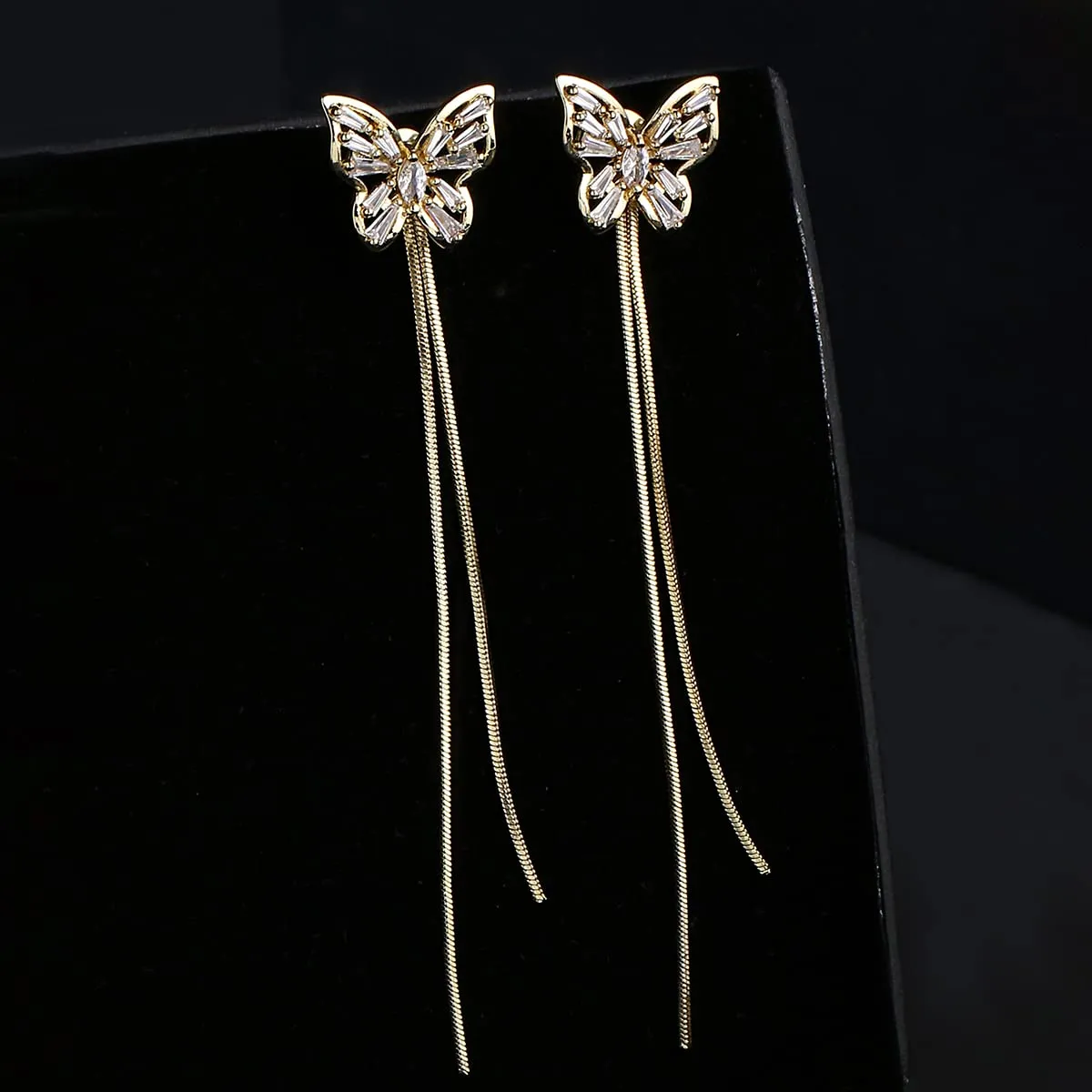 Yellow Chimes Earrings For Women Gold Tone Butterfly Stud Long Tassel Chain Drop Dangle Earrings For Women and Girls