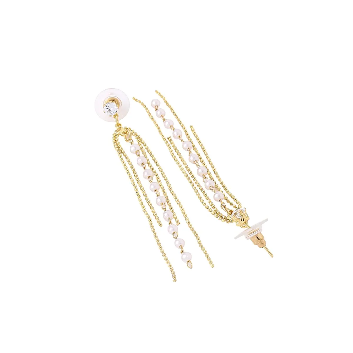 Yellow Chimes Earrings For Women Gold Tone Chain Pearl Beaded Layer Drop Dangle Earrings For Women and Girls