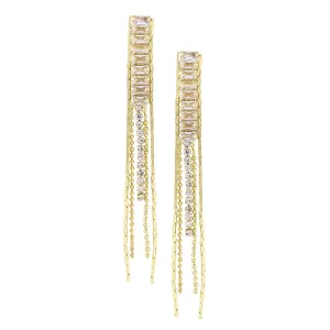 Yellow Chimes Earrings For Women Gold Tone Crystal Studded Elegant Long Chain Drop Danglers Earrings For Women and Girls